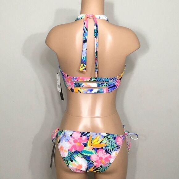 Tropical halter top/side tie bikini. NWT - Picture 6 of 8